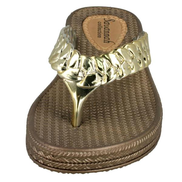 Savannah Ladies Savannah Mid Wedge Toe Post Flip Flops