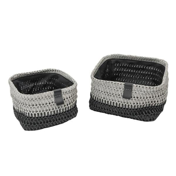 JVL Kenzi Square Fabric Storage Baskets for Home Organisation, Set of 2