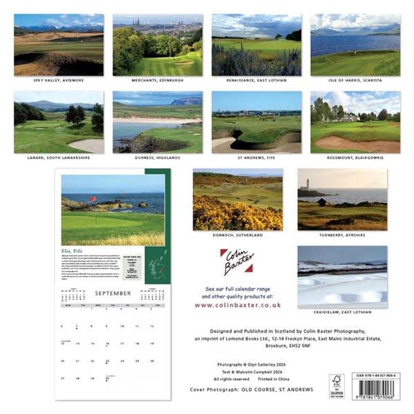Colin Baxter, Scottish Golf Calendar 2027, Wall Calendars, Month To View, Sports, Gift