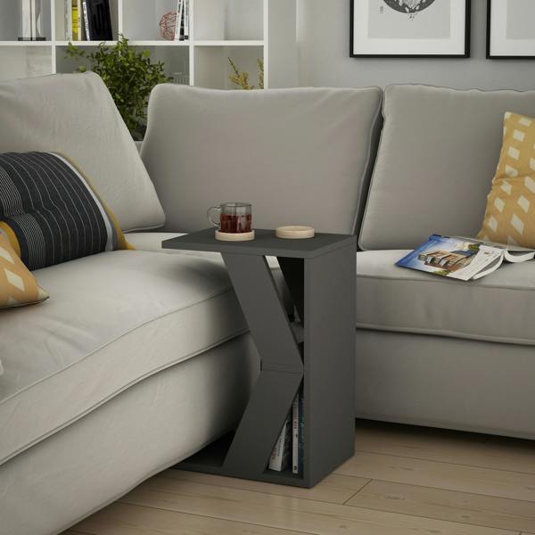 Decortie Naze Modern C-Shaped Side Table Multipurpose Sofa Table Height 57cm