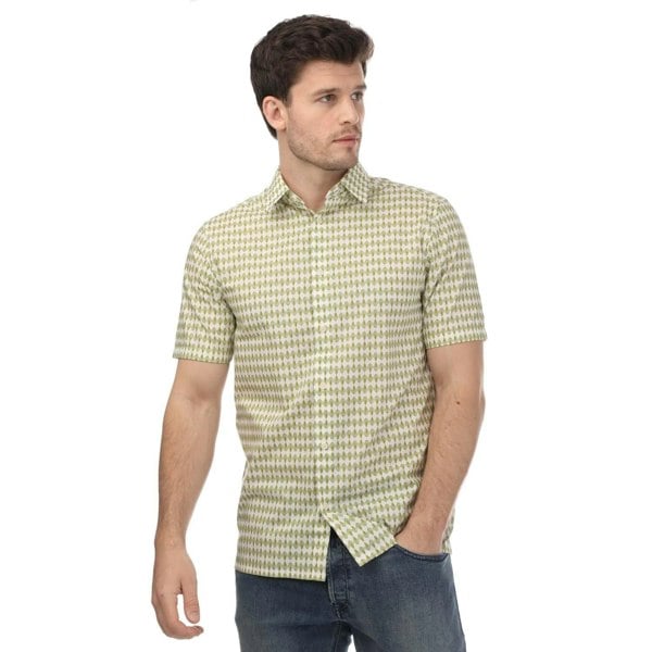 Ted Baker Mens Furbo Leaf Regular Shirt - Olive