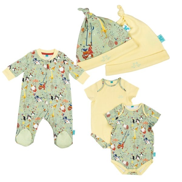 Luca and Rosa Showman Baby Green & Yellow 5 Piece Set