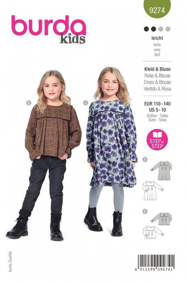 Burda Sewing Pattern 9274 Dresses For Kids, 5-10 (110-140) - Easy