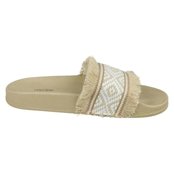 Spot On Ladies Spot On Fringe Trim Sliders