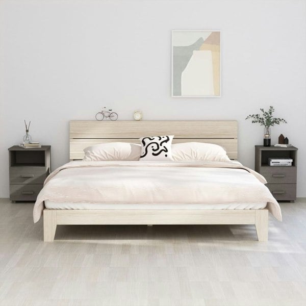 Berkfield Bedside Cabinets HAMAR 2 pcs Light Grey 40x35x62 cm Solid Wood