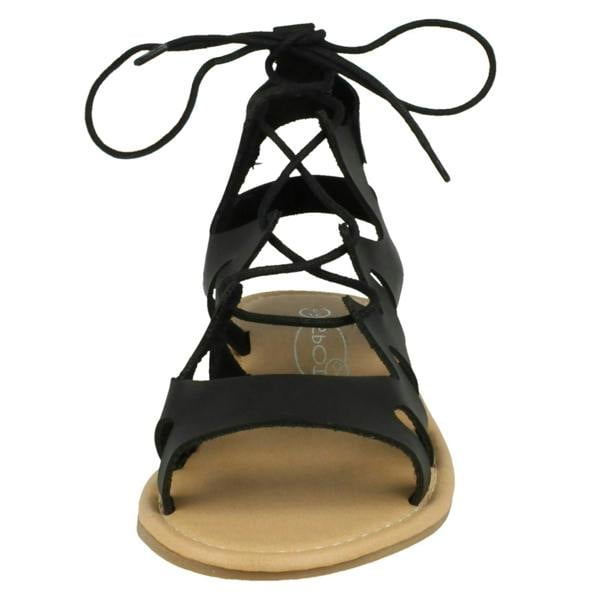 Spot On Ladies Spot On Lace Up Leg Flat Gladiator Sandals