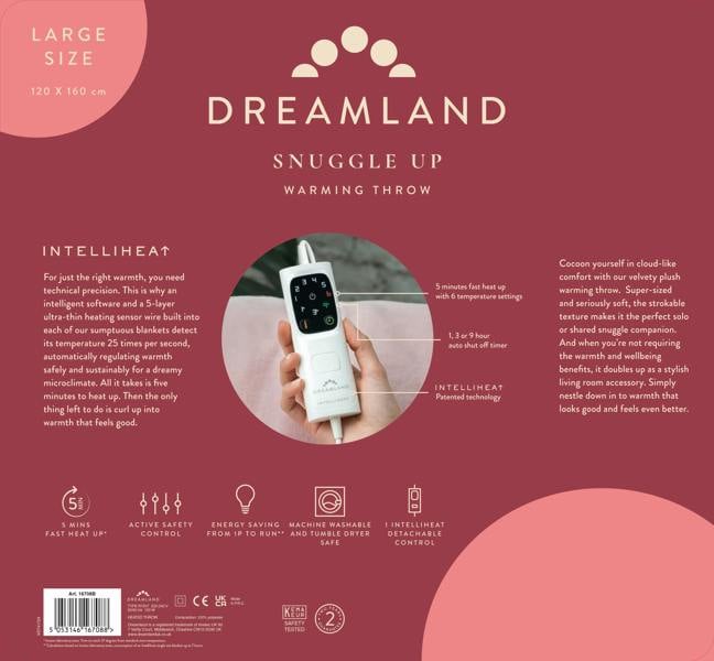 Dreamland SnuggleUp Warming Throw-Black 120X160cm
