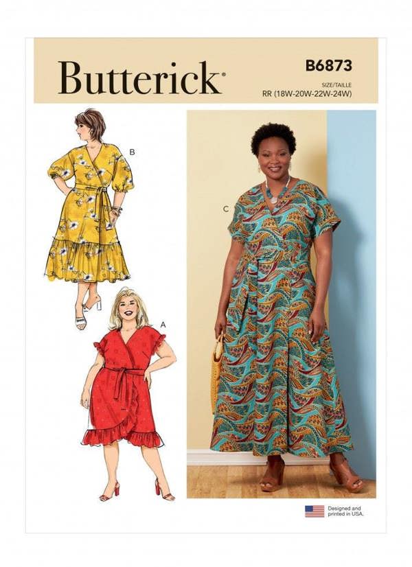 Butterick Sewing Pattern 6873, Dresses for Women, KK (26W-28W-30W-32W) - Easy