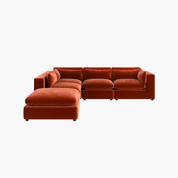 Weilai Concept Ranjan Three Seater Corner Sofa, Red Velvet