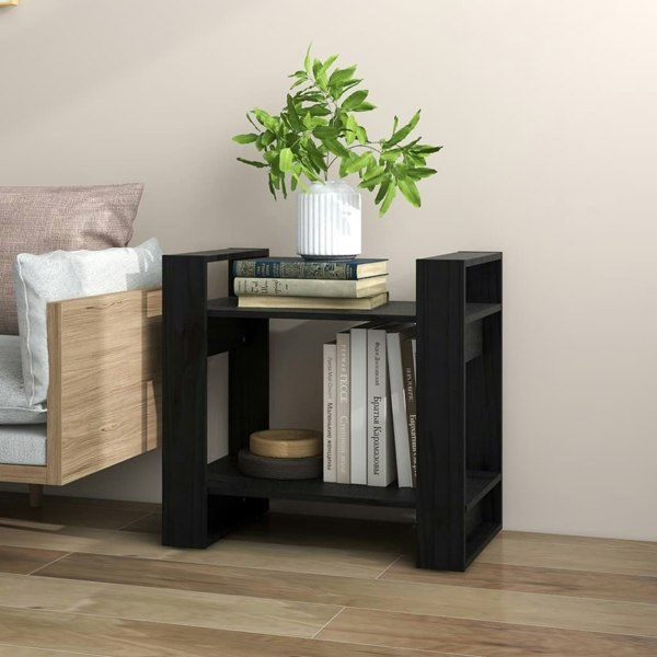 Berkfield Book Cabinet/Room Divider Black 60x35x57 cm Solid Wood Pine