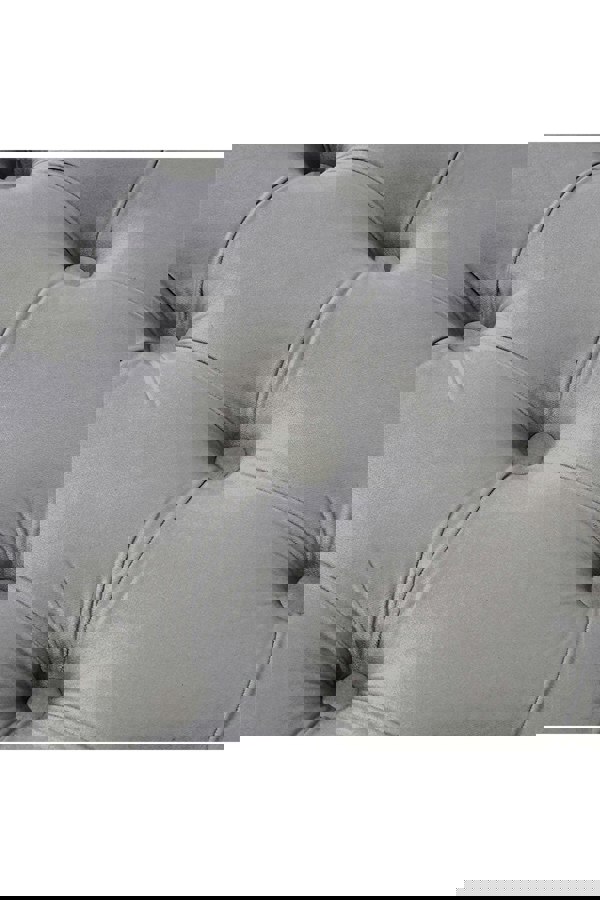 Living and Home Grey Buttoned Velvet Rectangular Ottoman Footstool with Gourd-shaped Legs