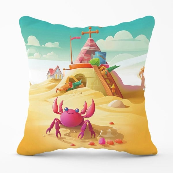 Warren Reed Pink Crab On A Beach Holiday Cushions