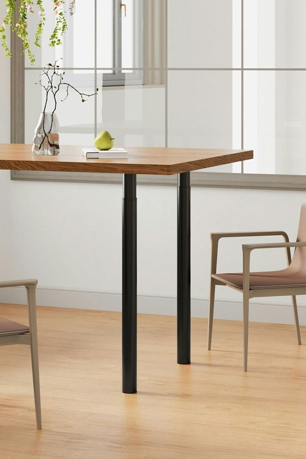 Living and Home 80cm / 31.50 inch 4Pcs Black Round Metal Table Replacement Legs with Plastic Foot Pads for Dining Table, Workbench