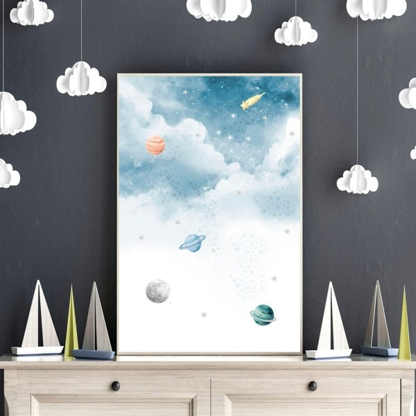 Space Nursery | Set of 3 wall art prints