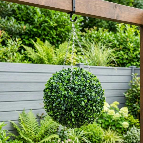 Garden Greatness Hanging Artificial Boxwood Topiary Ball