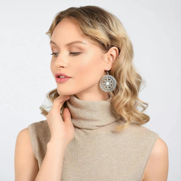 Large Mandala Earrings with Mother of Pear - namana.london
