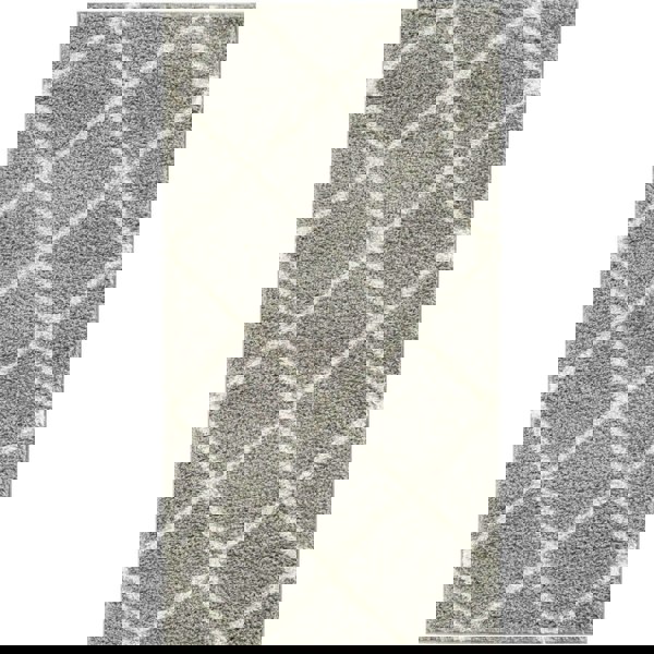 Diamond Design Thick Shaggy Area Rugs Grey