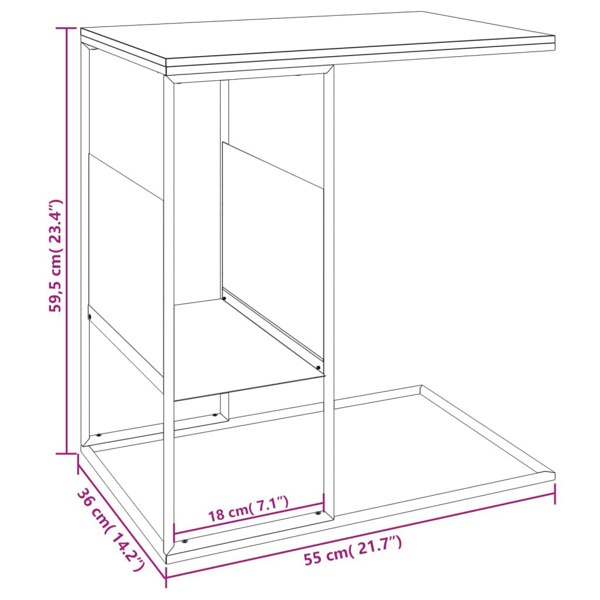 Berkfield Side Table Black 55x36x59.5 cm Engineered Wood