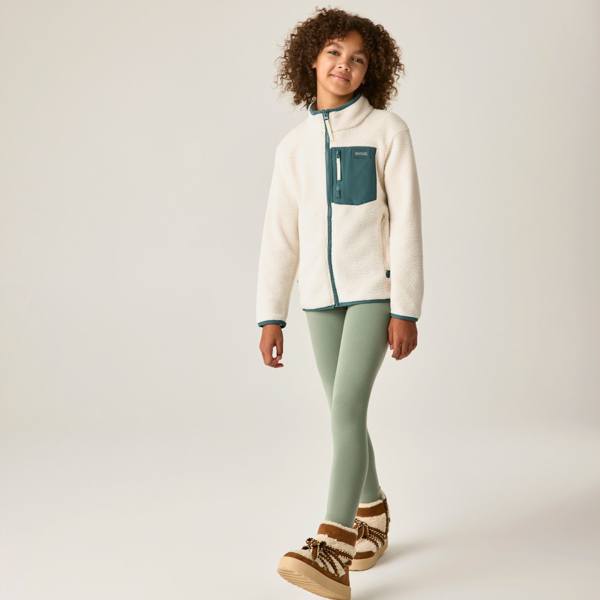 Regatta Kids Frankie Colour Block Fleece Jacket - Light Vanilla/Mediterranea