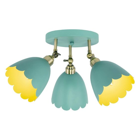 Happy Homewares Modern Pale Sage Green Ceiling Spotlight Fitting with Scalloped Shades