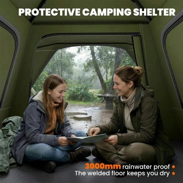 Pop Up Tent 3000mm Waterproof Camping Tents with Mesh Windows 2-3 People Green