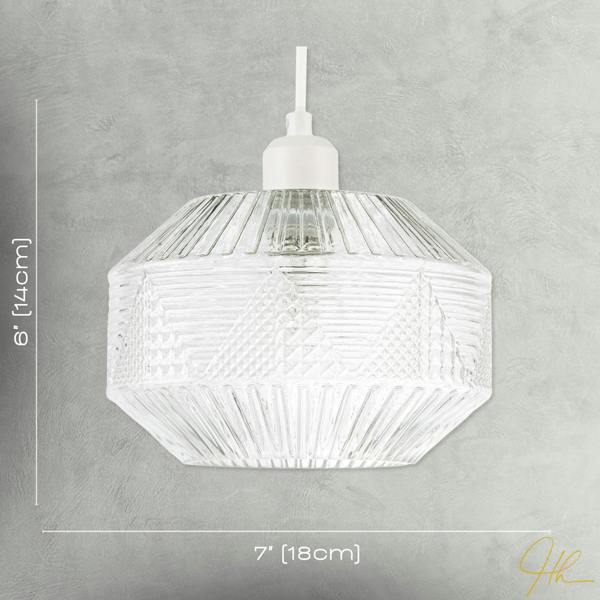 Designer Multi-Faceted Hexagonal Drum Clear Glass Pendant Light Shade Image 7