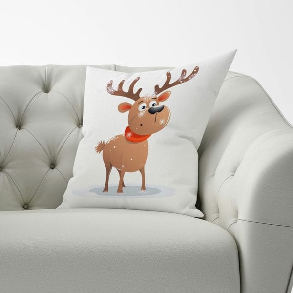 Warren Reed Reindeer In A Scarf Cushions