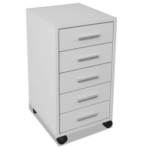 Berkfield Office Drawer Unit with Castors 5 Drawers White