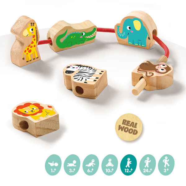 SES Creative Wooden lacing beads - Animals