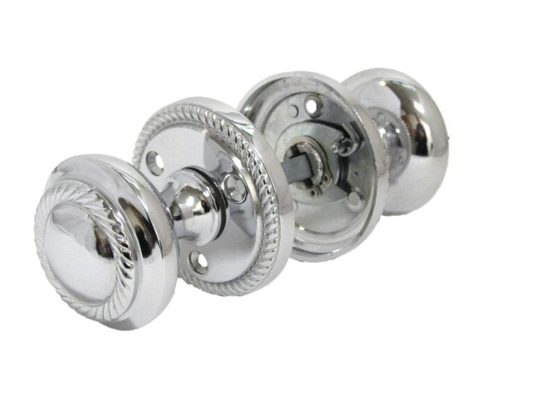 EDH Door Hardware Polished Chrome Georgian Round Door Knobs with Tubular Latch – 1 Pair