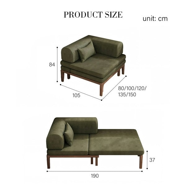 Rit Concept Al-Farsi Corner Sofa Bed, Single Sofa Chair, Corduroy
