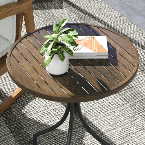 Wyld Haus Rabasu Galvanised Steel Brown Round Garden Bistro Table
