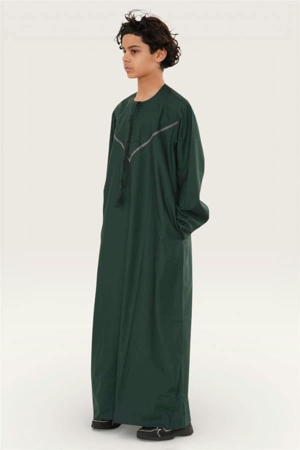 Infinity Leather Kids Boys Moroccan Embroidered Djellaba Islamic Jubba Robe Tassel Ramadan Thobe
