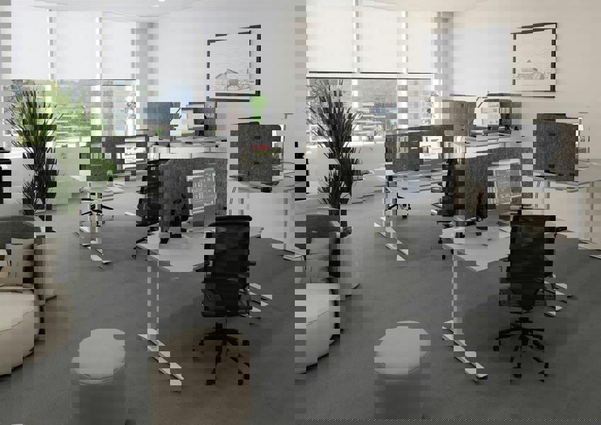 Durable Felt Desk Divider Panel | Visual Acoustic Privacy Partition 160cm | Grey