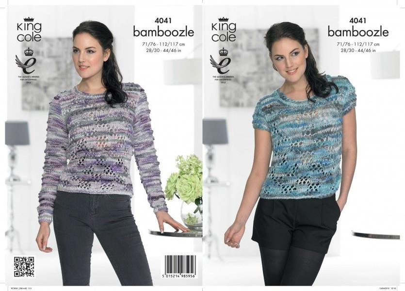 King Cole Bamboozle Knitting Pattern 4041, Tops, Sweaters for Women, 28 - 46 Inches - Advanced