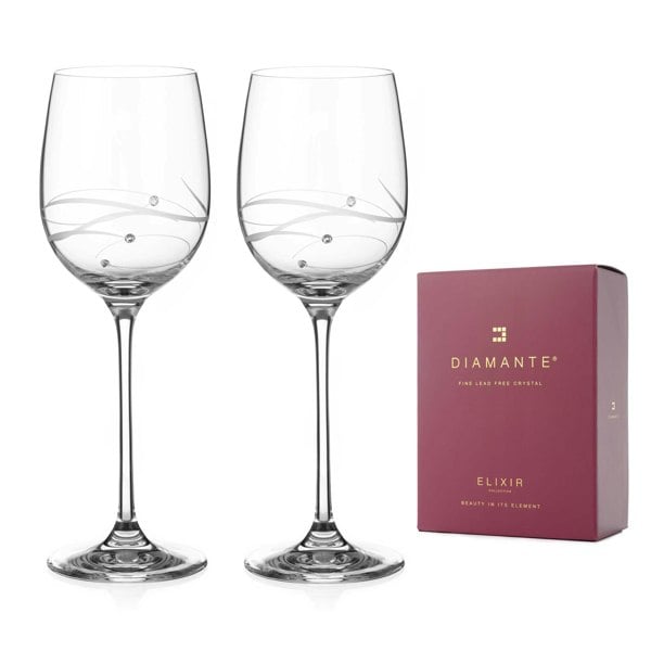 Diamante Moda Spiral White Wine Glasses - Set of 2