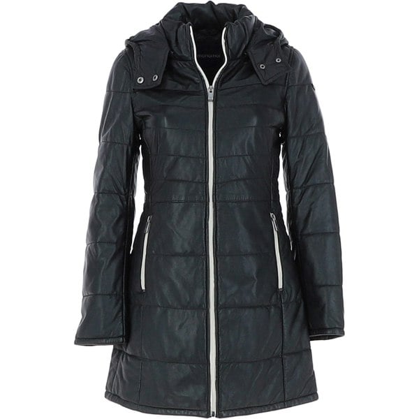 'Sofia' Detachable Hood Three Quarter Leather Jacket: sofia