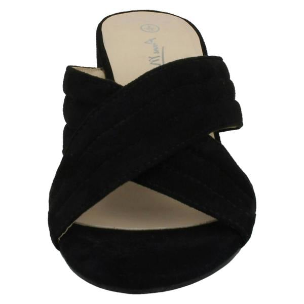 Anne Michelle Ladies Anne Michelle Mid Heel X Strap Vamp Mule Sandals