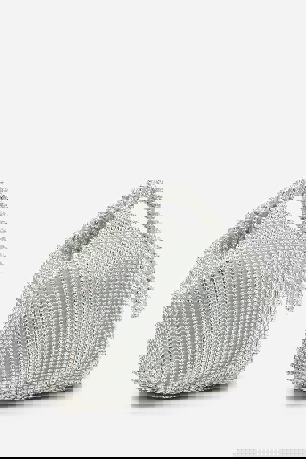 Where's That From Cascabel Mini Chainmail Pouch Bag In Silver