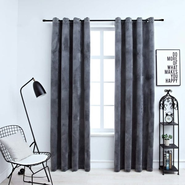 Berkfield Blackout Curtains with Rings 2 pcs Velvet Anthracite 140x175 cm
