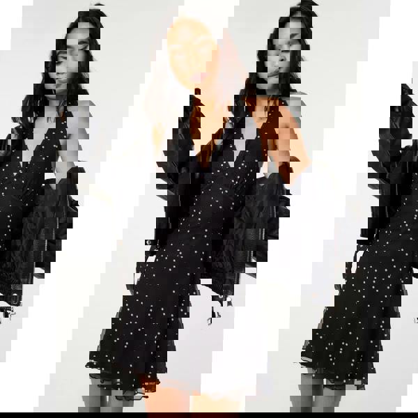 Pink Vanilla Halter Mini Dress In Polka Dot