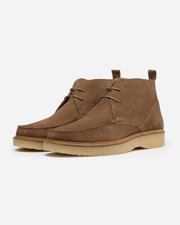 Oliver Sweeney Xixona Mens Calf Suede Moccasin Boots - Taupe | CHO | Designer Mens Boots