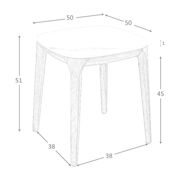 Angel Cerdá Porcelain Marble and Walnut Square Corner Table 2133