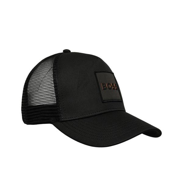 Boss Mens Elliot Logo Curved Peak Trucker Cap - Black - 