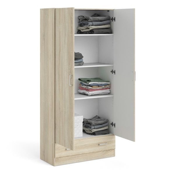 Furniture To Go Space Wardrobe with 2 Doors + 1 Drawer in Oak 1750