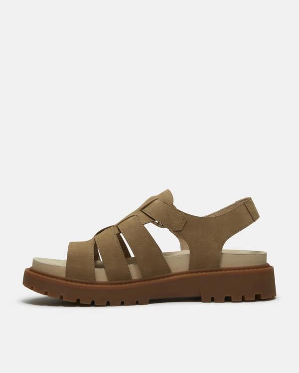 Timberland Clairemont Way  Nubuck Womens Fisherman Sandals - Mid Beige | CHO | Designer Womens Flat Sandals