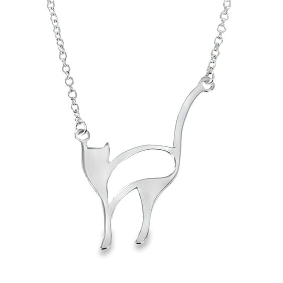 Reeves & Reeves Sterling Silver Snooty Cat Necklace