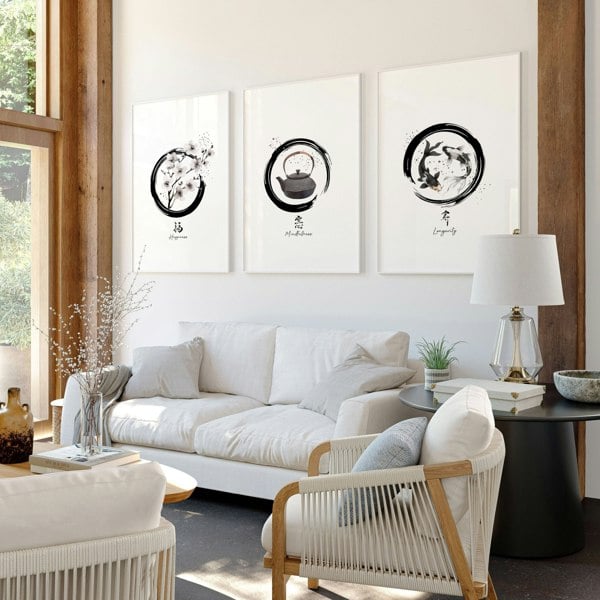 Large Paintings For Living Room Wall | Set of 3 wall art prints