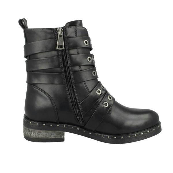 Spot On Ladies Spot On Biker Boots With Buckle Detail F4410