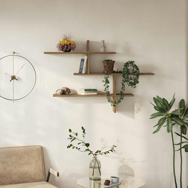 Decortie Leo 3 Tier Floating Wall Shelf (H) 80.5cm